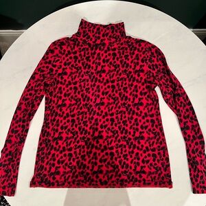 Banana Republic Red and Black Animal Print Top